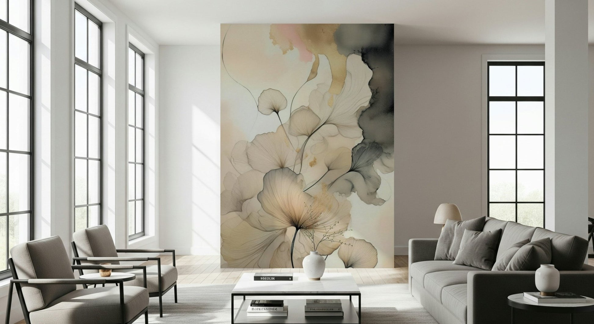 The entire wall art of Ink Bloom Elegance Wall Mural