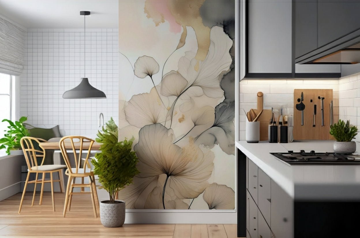 Abstract composition of Ink Bloom Elegance Wall Mural