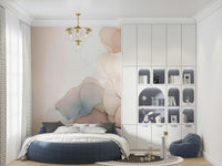 Interior rendering featuring the Ink Bloom Wall Mural.