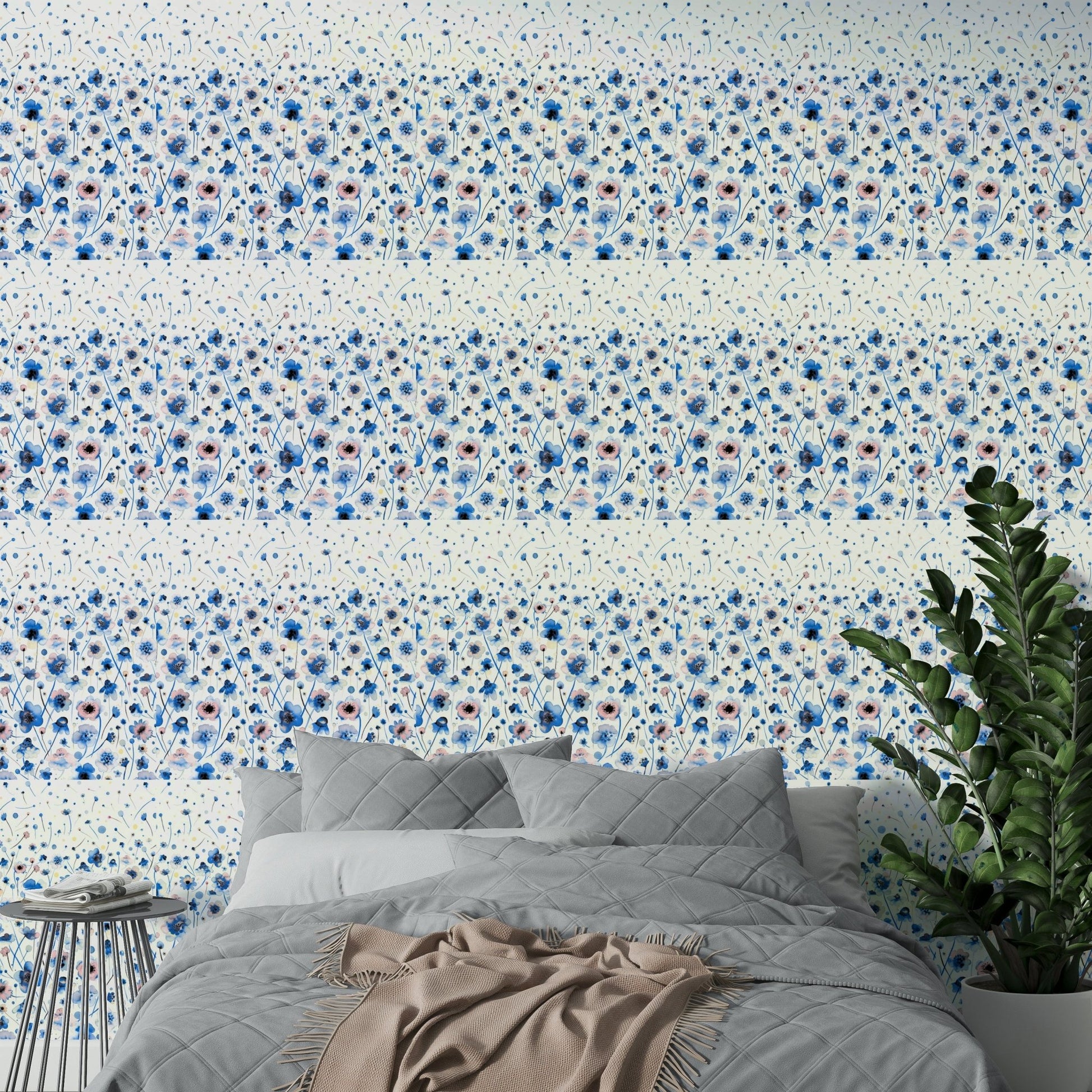 Floating blue flower wall mural

