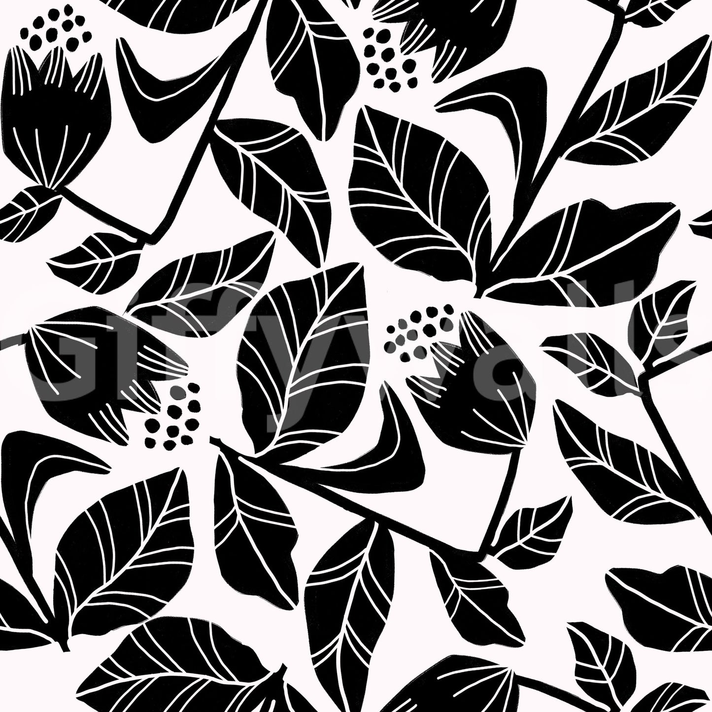 Stylish black ink floral print
