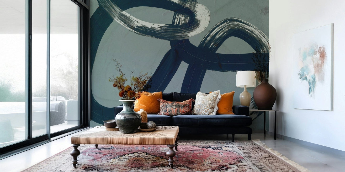A beautiful modern art wall mural of soft shapes.