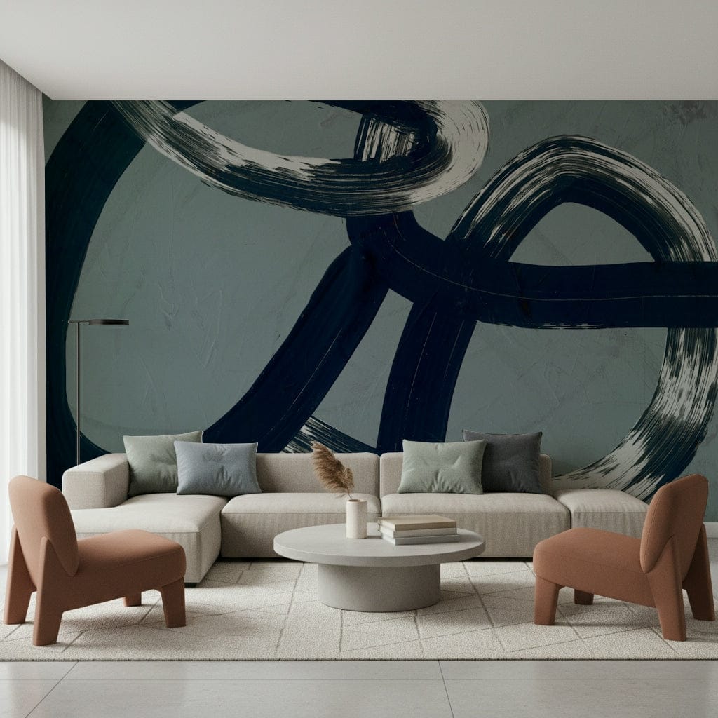 A peaceful flowing pattern mural on decorative wallpaper.