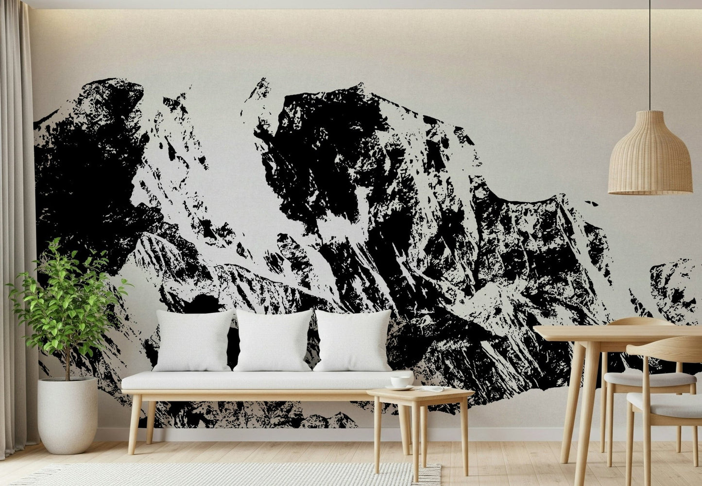A contemplative gentle mountain wallpaper mural for a feature wall.
