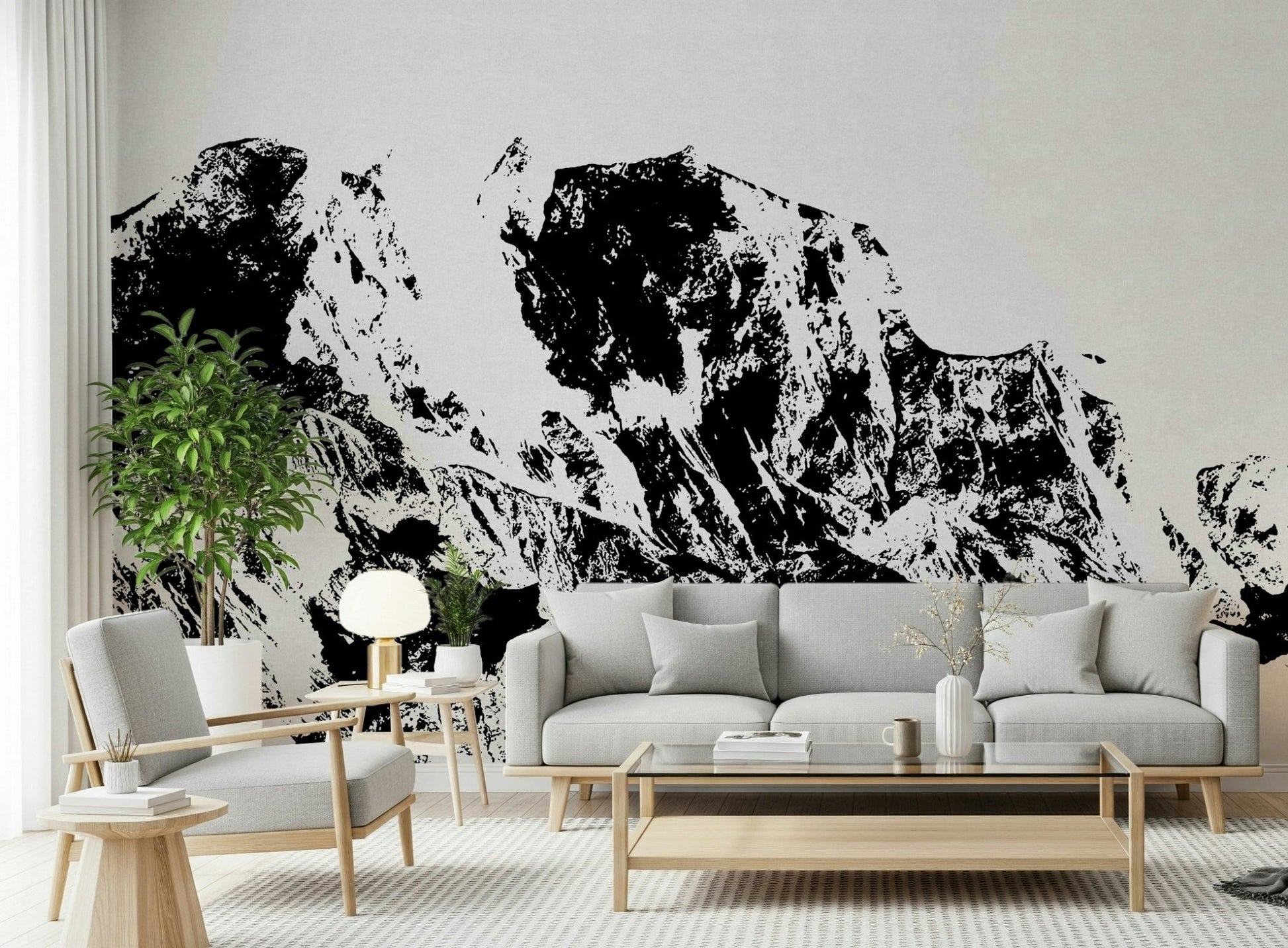 A graceful subtle pattern wall mural in cool, tranquil tones.