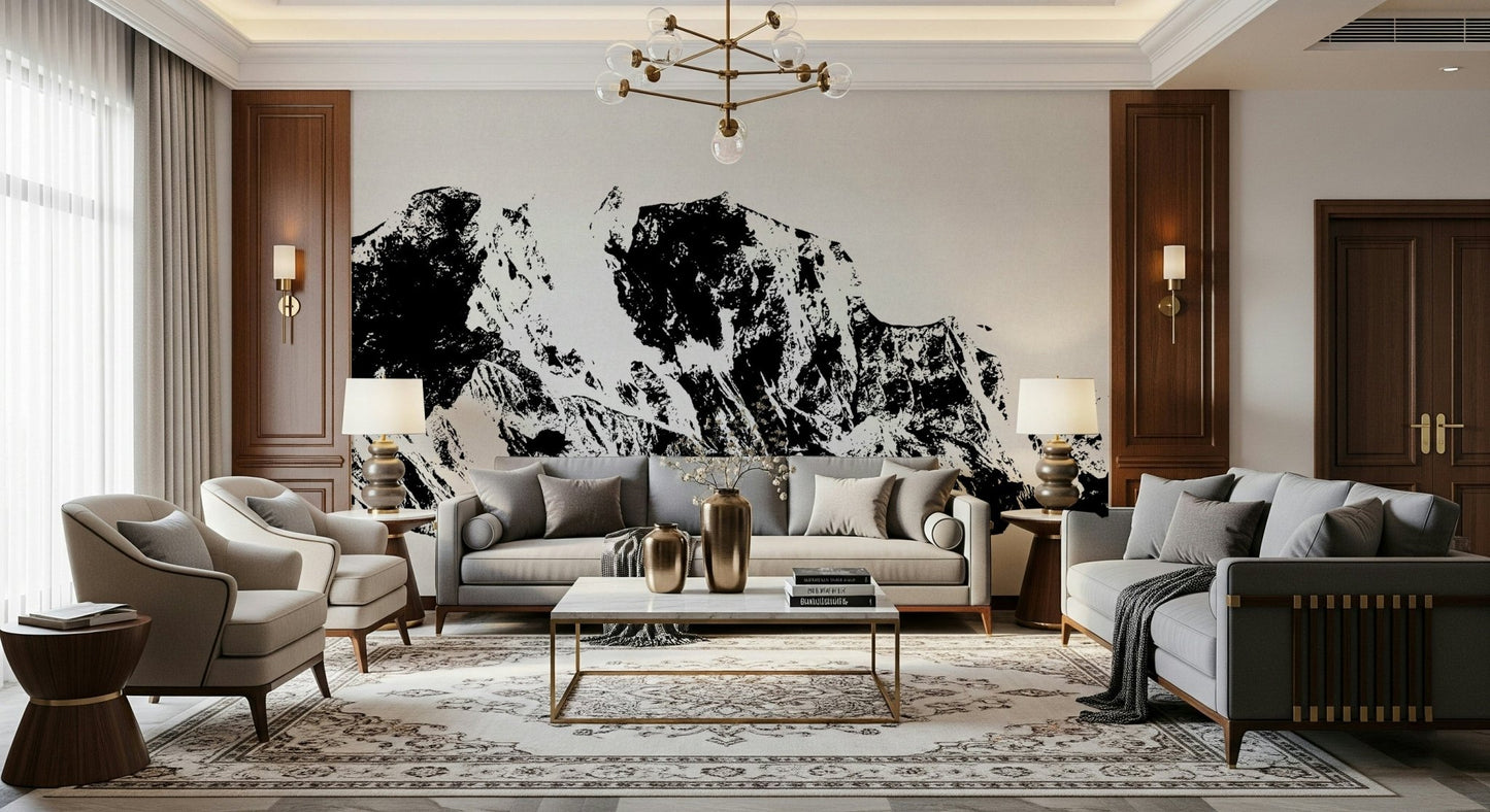 A calming abstract design wallpaper mural that defines a space.