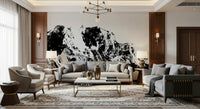 A calming abstract design wallpaper mural that defines a space.