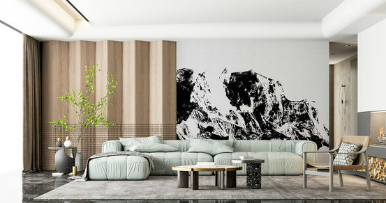 A beautiful abstract mountain wallpaper mural with an ink wash effect., GD5649