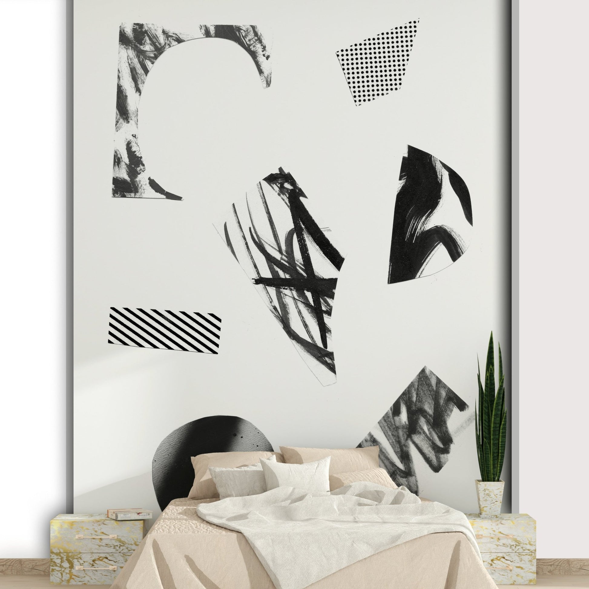 A beautiful modern art wall mural for a living room.

