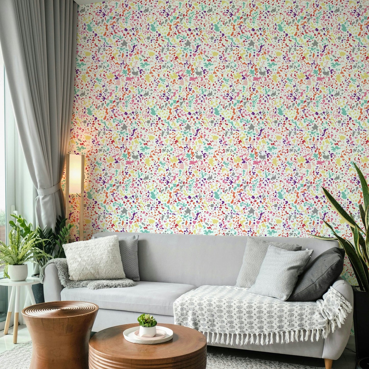 Rainbow ink blot wall mural

