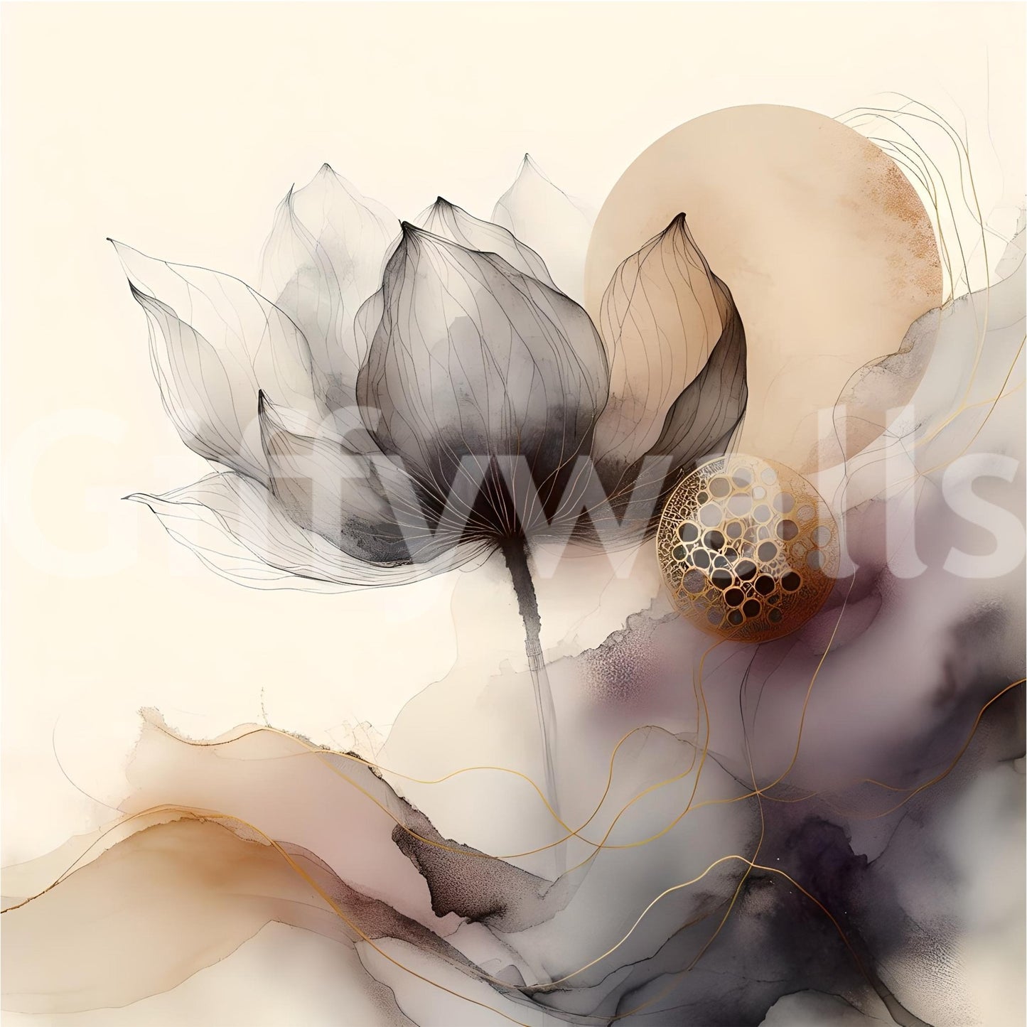 Ink Wash Floral Haze Wall Mural