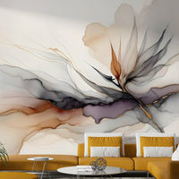 Statement wall mural with vivid tropical blossoms.

