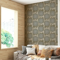 Abstract golden floral wall design
