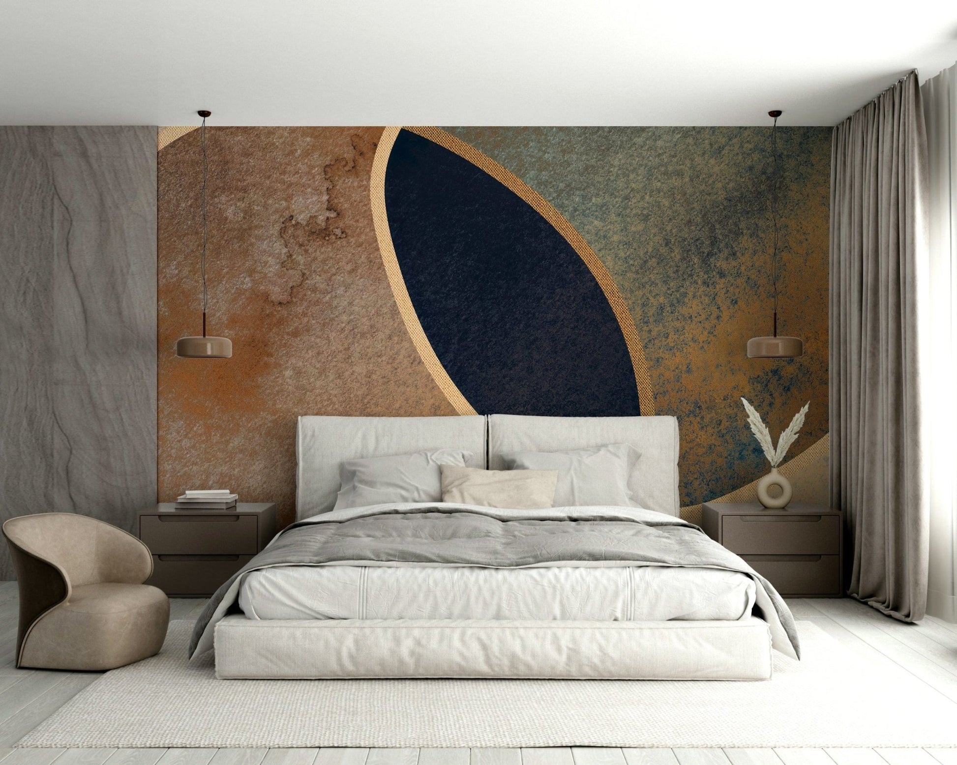 A calming abstract design wallpaper mural that defines a space., GD5155