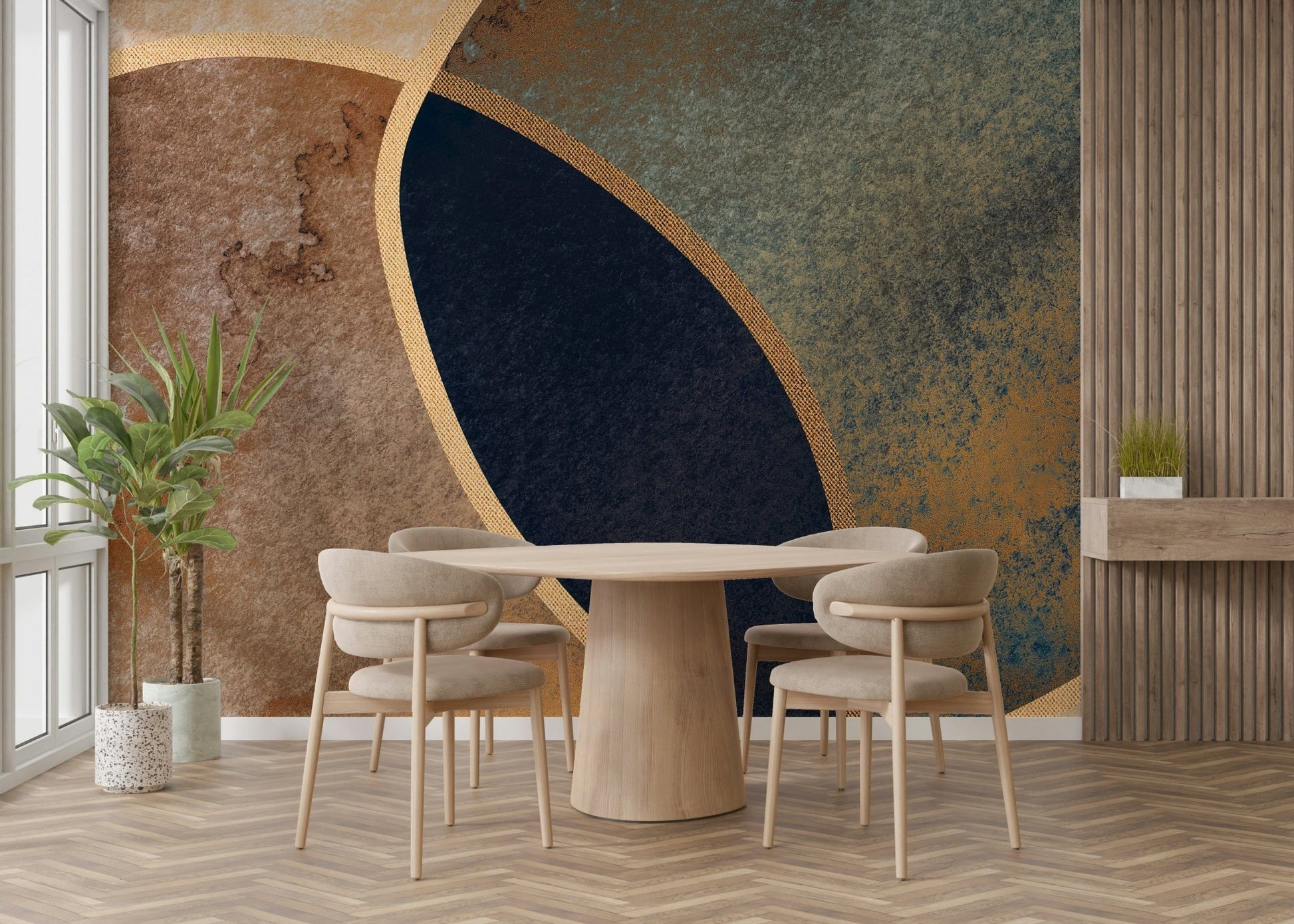 An artistic minimalist form mural for home decor., GD5155