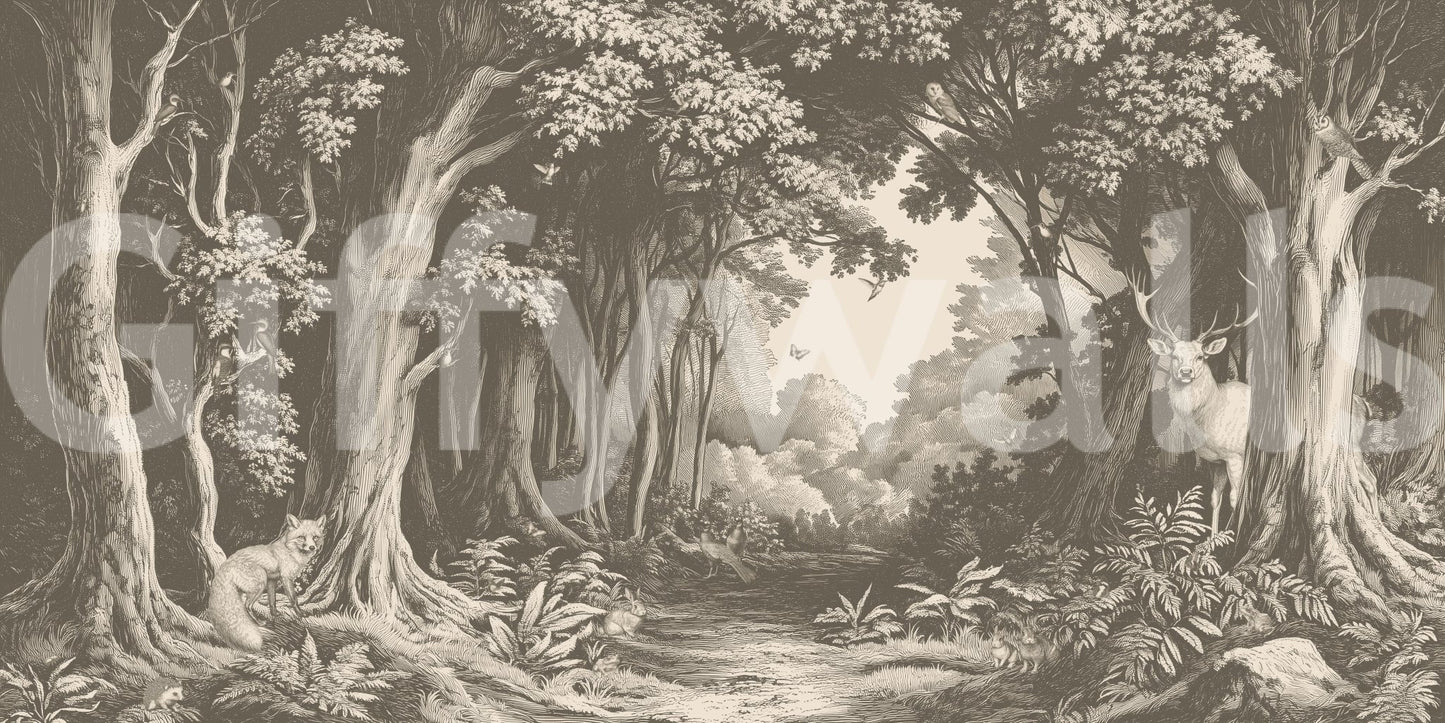 Into the Forest wall art in mushroom brown shades