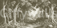 Wall mural of serene olive forest in gradient tones