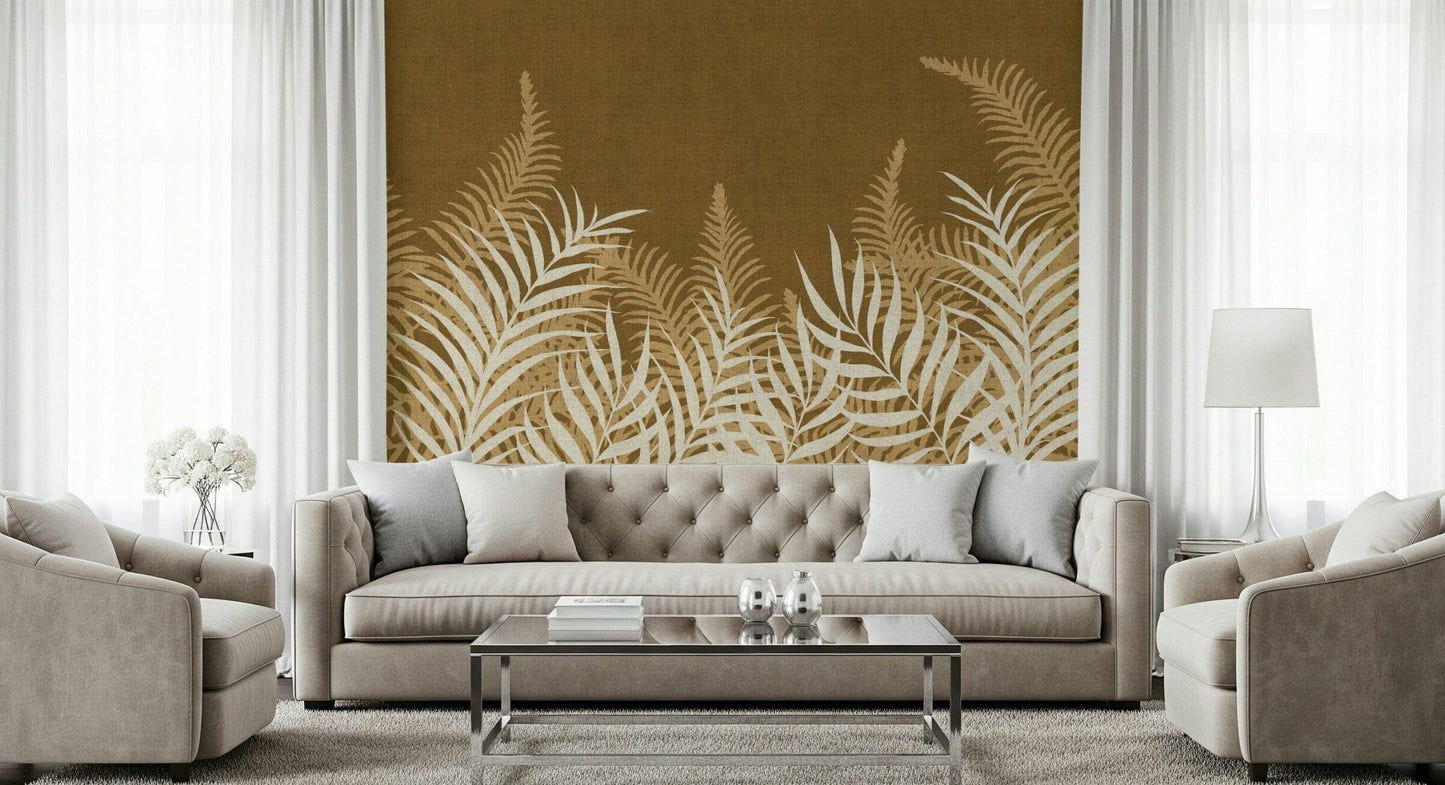 Exotic Into The Jungle Golden Jungle wallpaper, sandy colored foliage.
