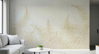 Delicate Perlish wall mural with subtle beige botanical fronds.