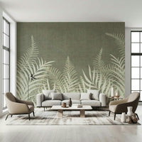 Into The Jungle Sage wallpaper showcasing dense foliage in neutral tones.