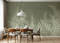 Jungle Sage mural, shady plant canopy silhouette design.