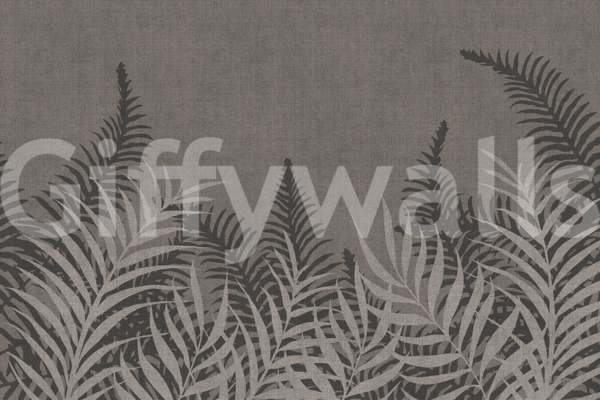 Gracious Jungle Taupe wall mural, soft shades of brown foliage.