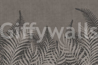 Gracious Jungle Taupe wall mural, soft shades of brown foliage.
