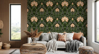 Rustic nook featuring Intricate floral damask apricot Wallpaper and floral symmetry, GD8669