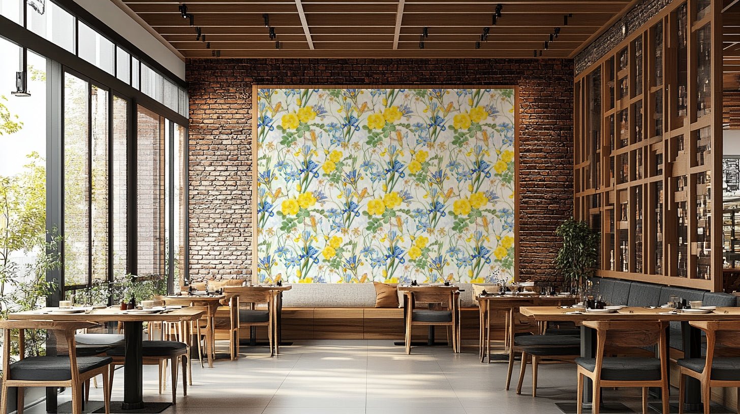 Romantic Rose and Iris Garden wallpaper for living spaces, GD1375
