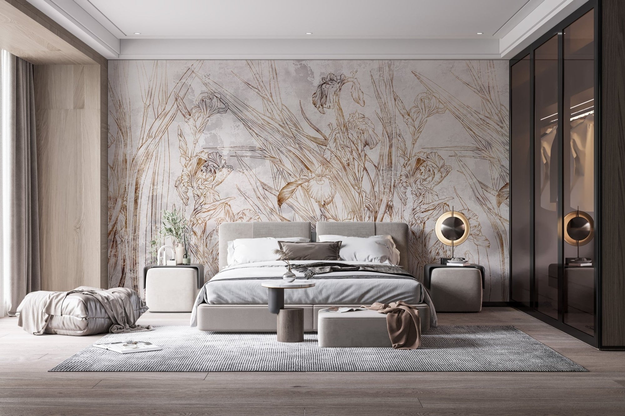 Irises floral pattern wallpaper Mural A197
