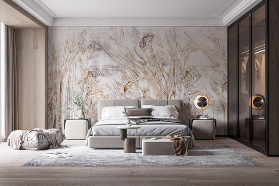 Irises floral pattern wallpaper Mural A197