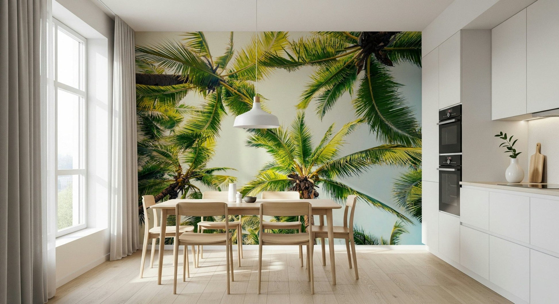 Island Breeze palm leaf wallpaper for walls mural.