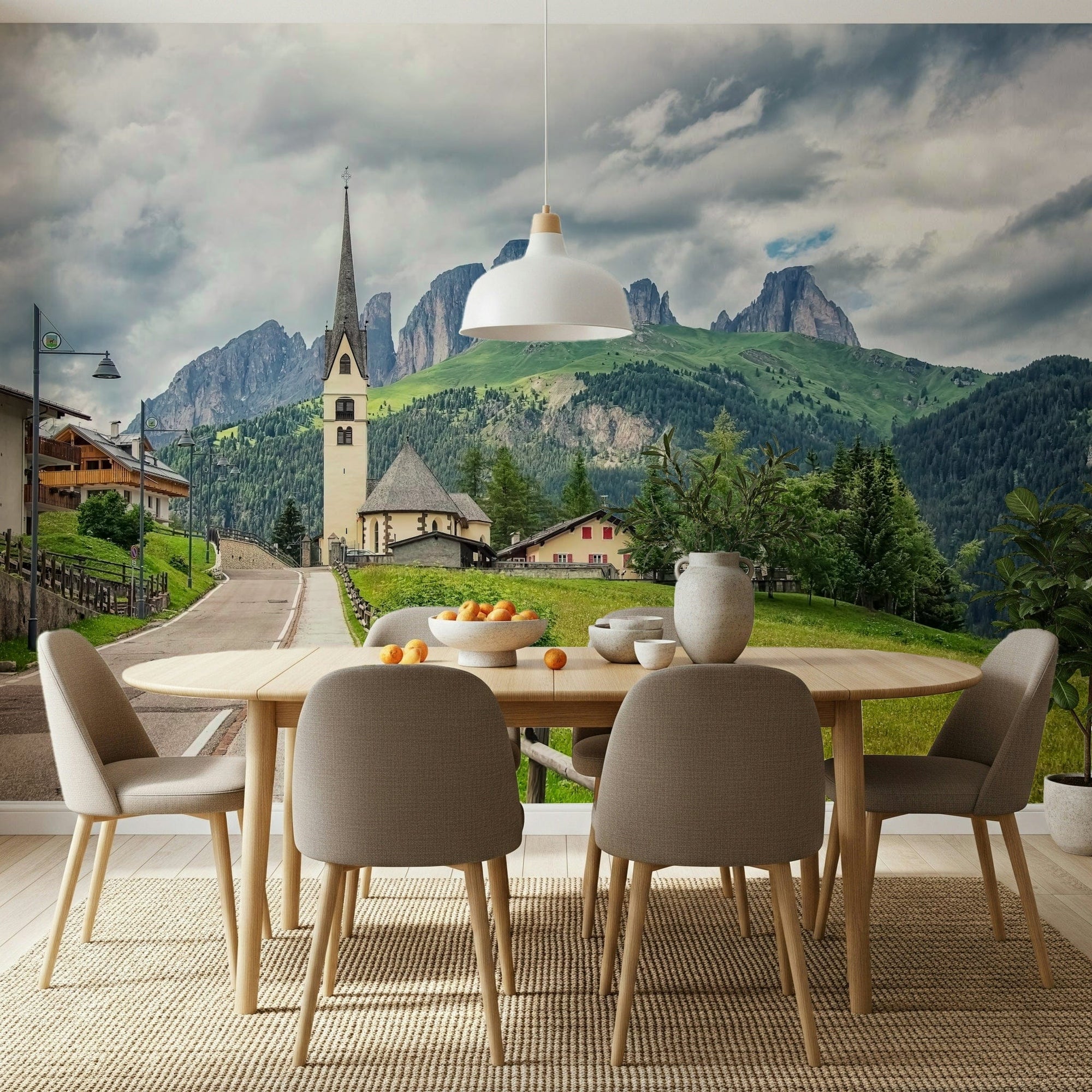 Italian Alps Vista Wall Mural with Dolomite mountain scenery GD7320