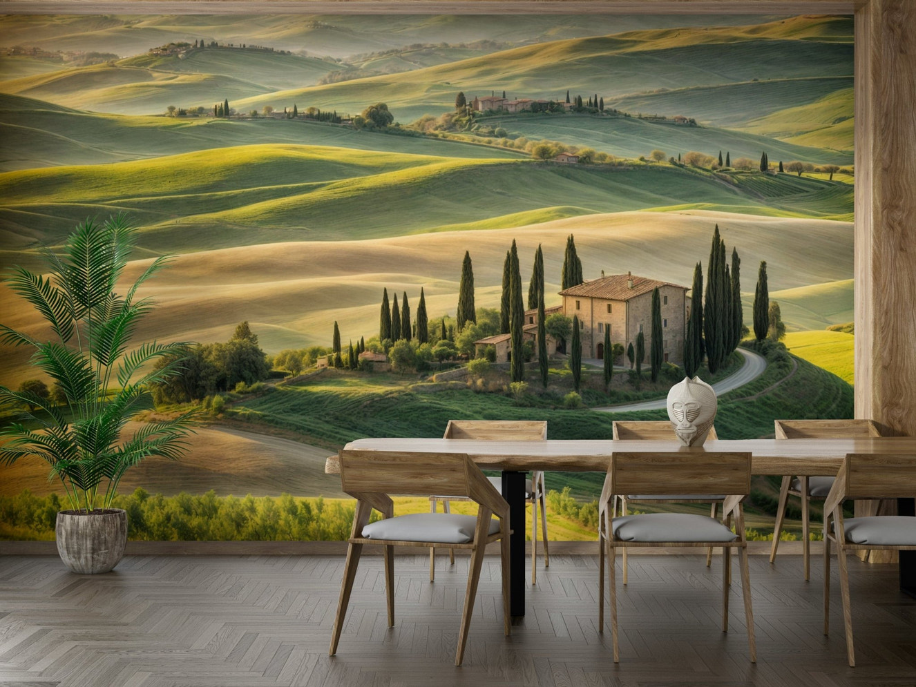 Tuscany rural villa landscape view

