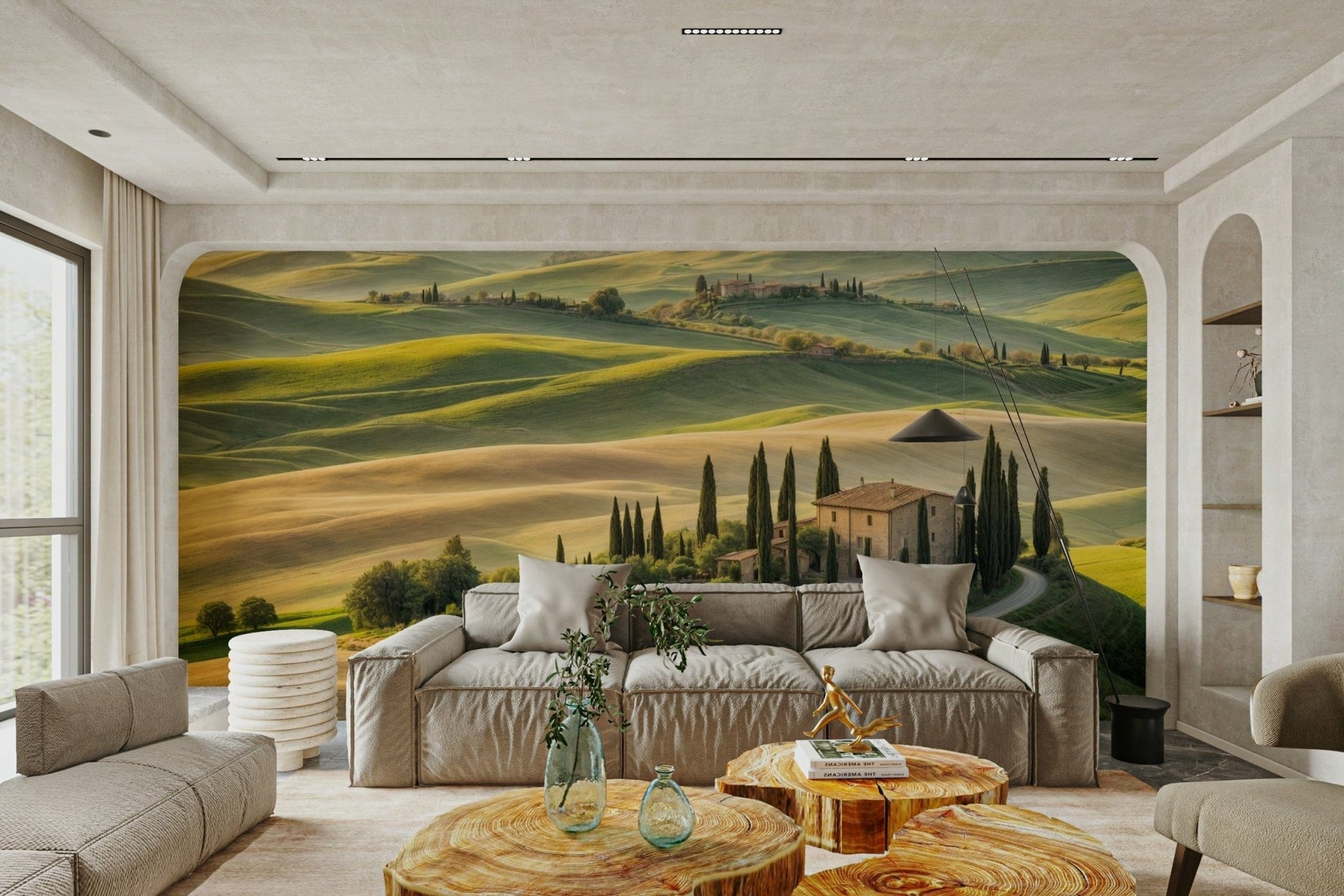 Cypress trees in Tuscan valley

