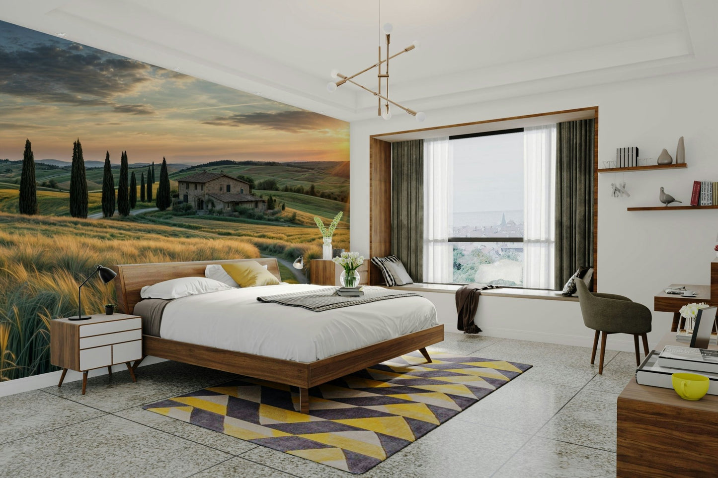 The light creates a gentle glow over the landscape.

