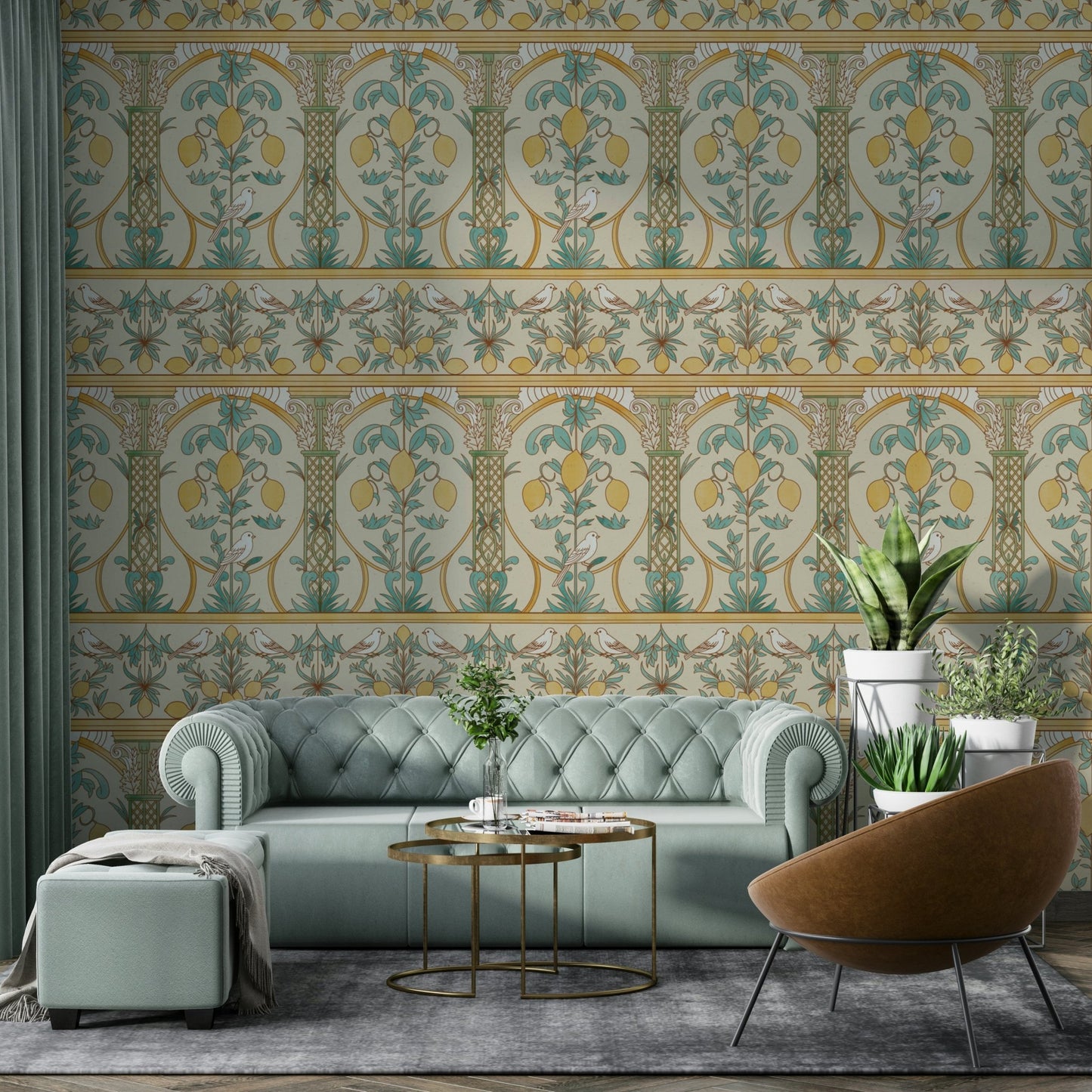 Italian Lemon Garden Mediterranean Elegance  Wallpaper⁠