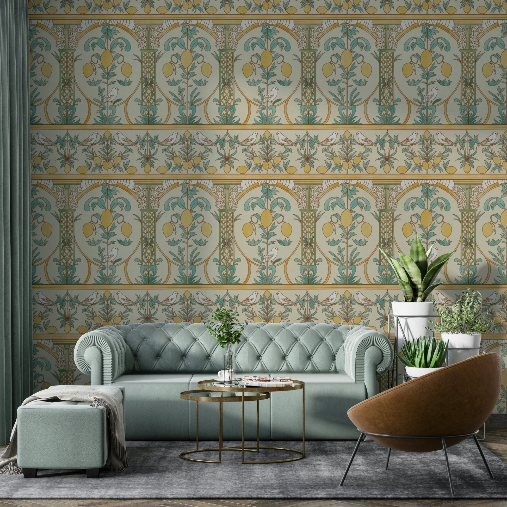 Italian Lemon Garden Mediterranean Elegance  Wallpaper⁠