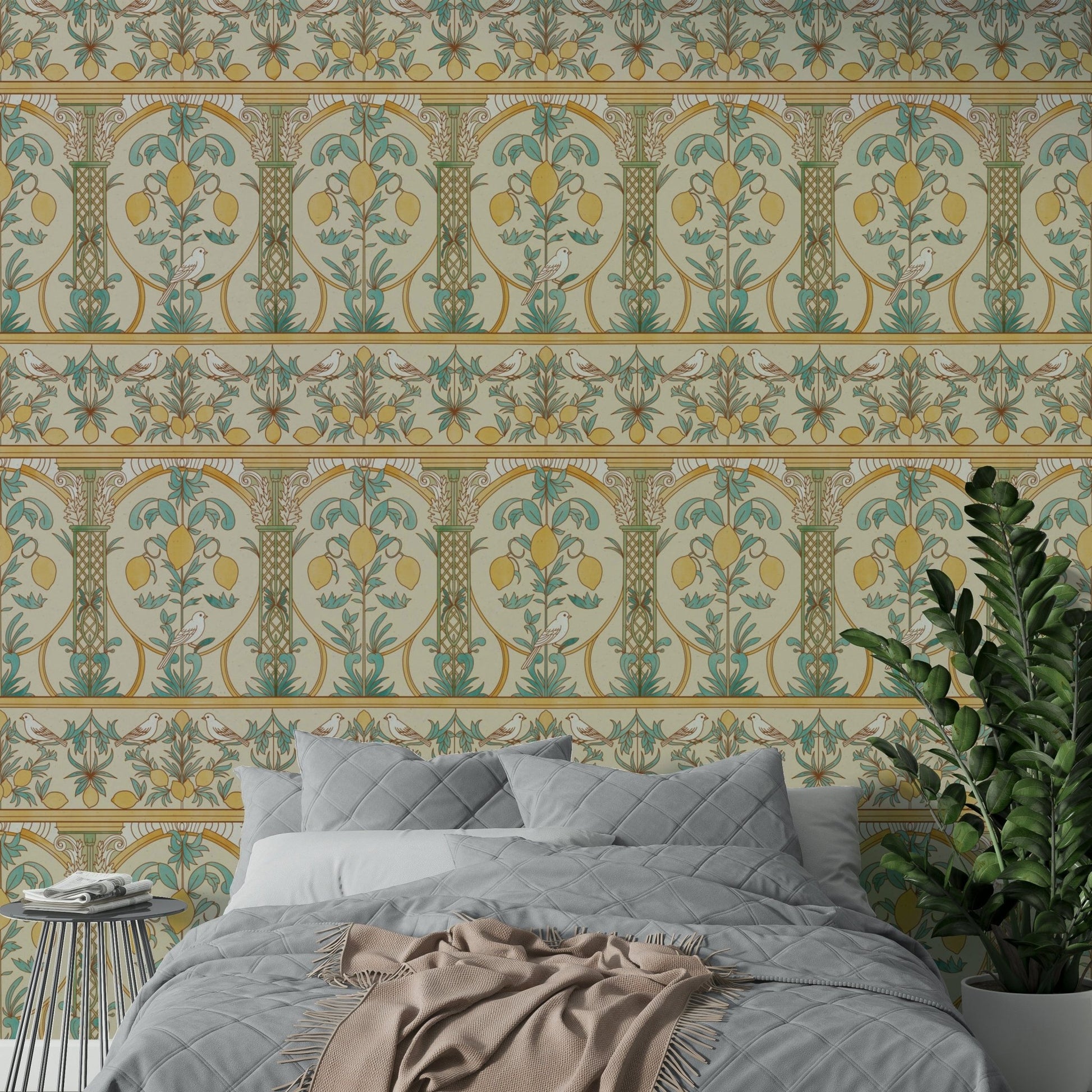 Italian Lemon Garden Mediterranean Elegance  Wallpaper⁠
