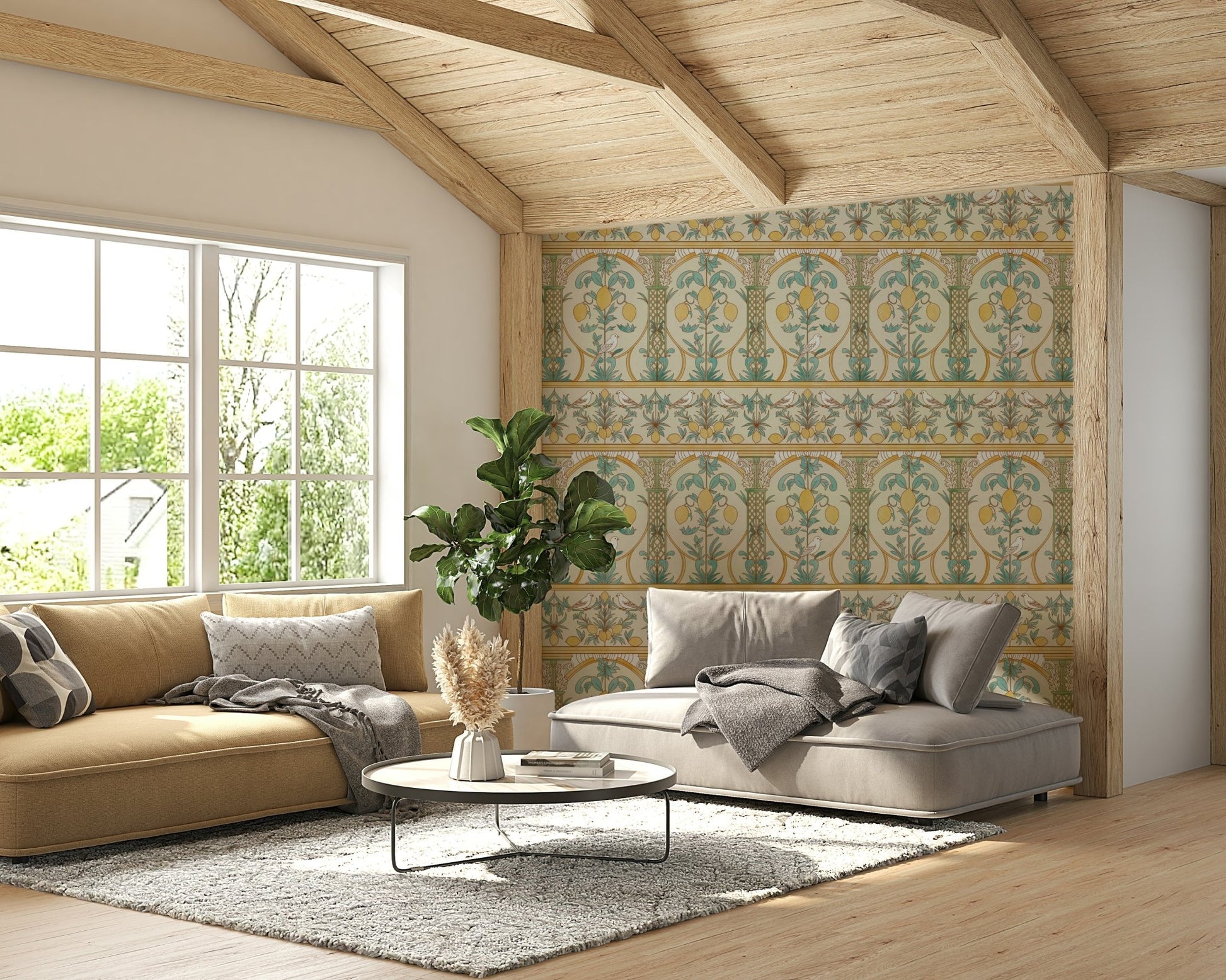Italian Lemon Garden Mediterranean Elegance  Wallpaper⁠
