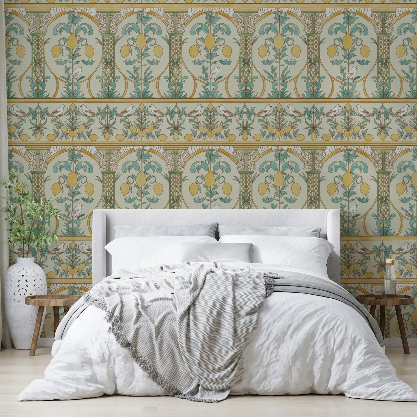 Italian Lemon Garden Mediterranean Elegance  Wallpaper⁠