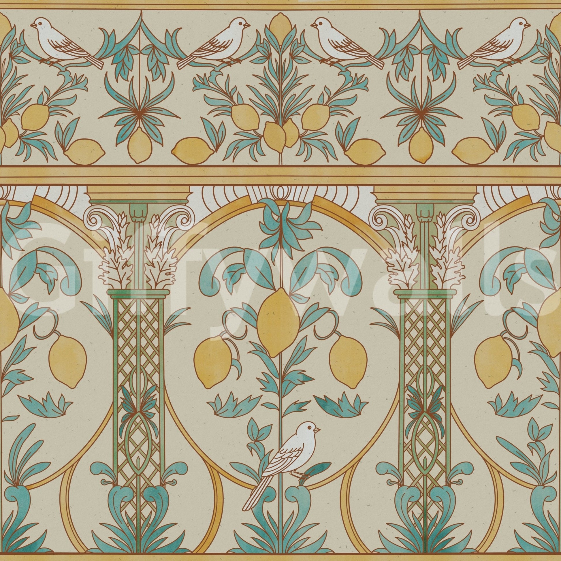 Italian Lemon Garden Mediterranean Elegance  Wallpaper⁠