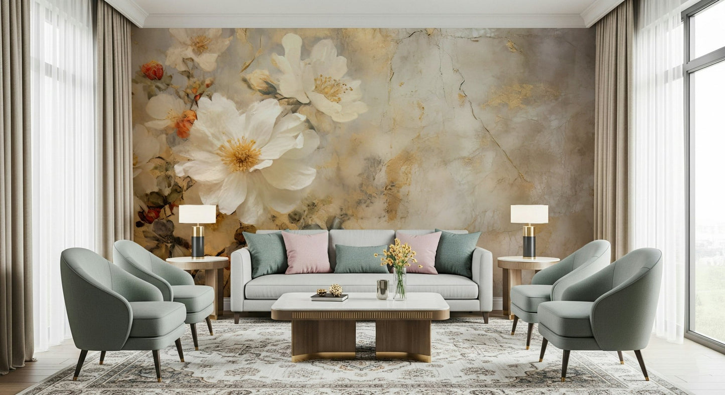 A serene subtle flower wall mural for your decor.