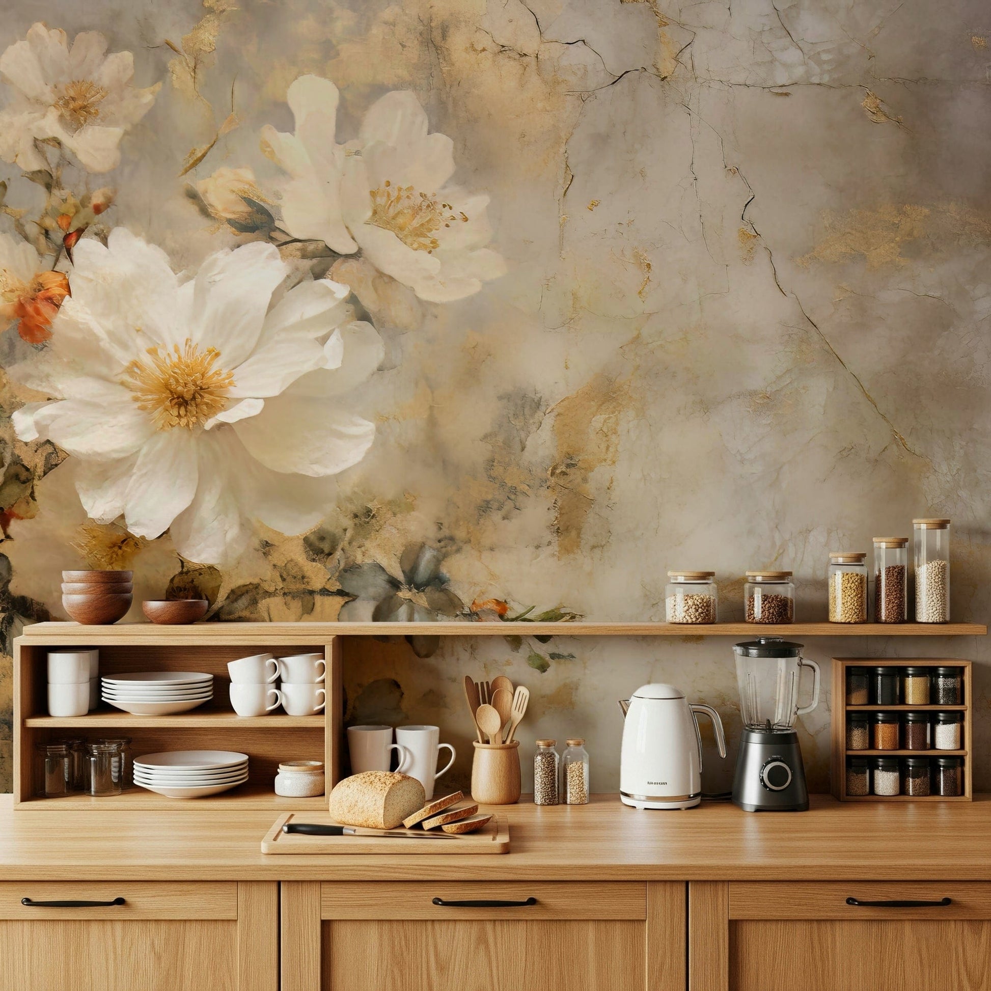 An artistic nature inspired mural for home decor.