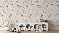 Ivory woodland deer wallpaper mural
