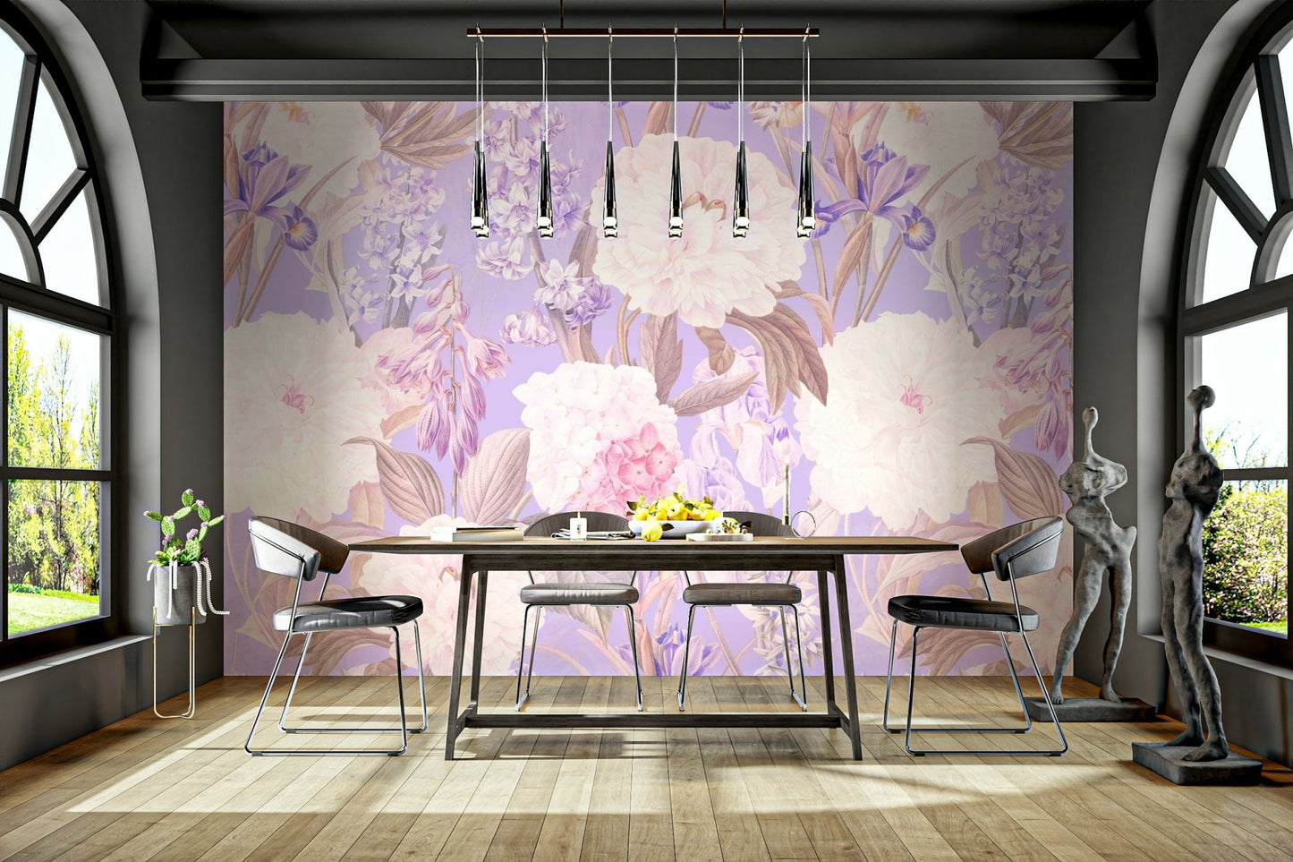 Pink floral wallpaper design

