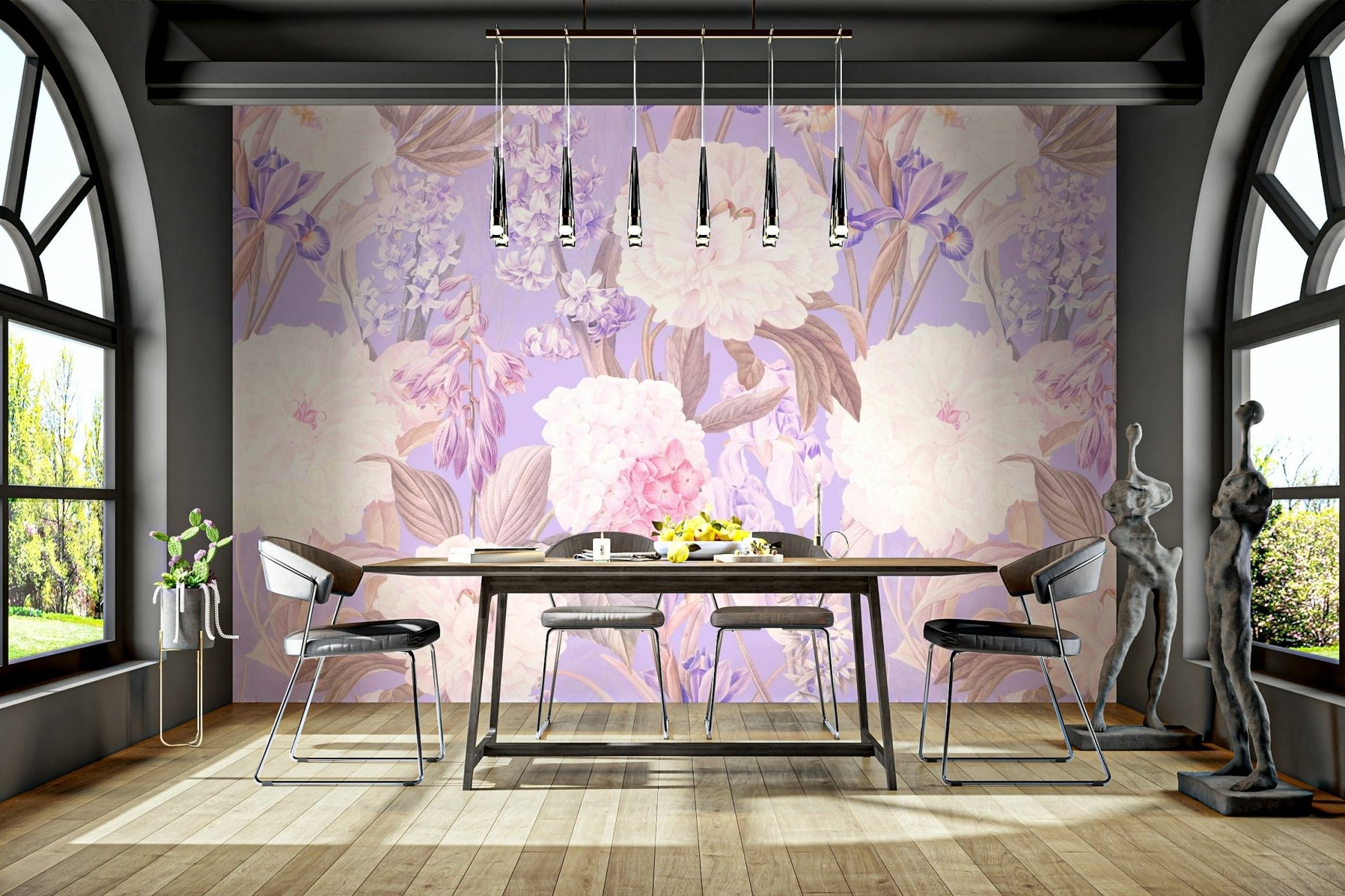 Pink floral wallpaper design

