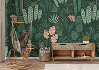 Bold Jade Green Leaves Wall Mural
 flowers-20