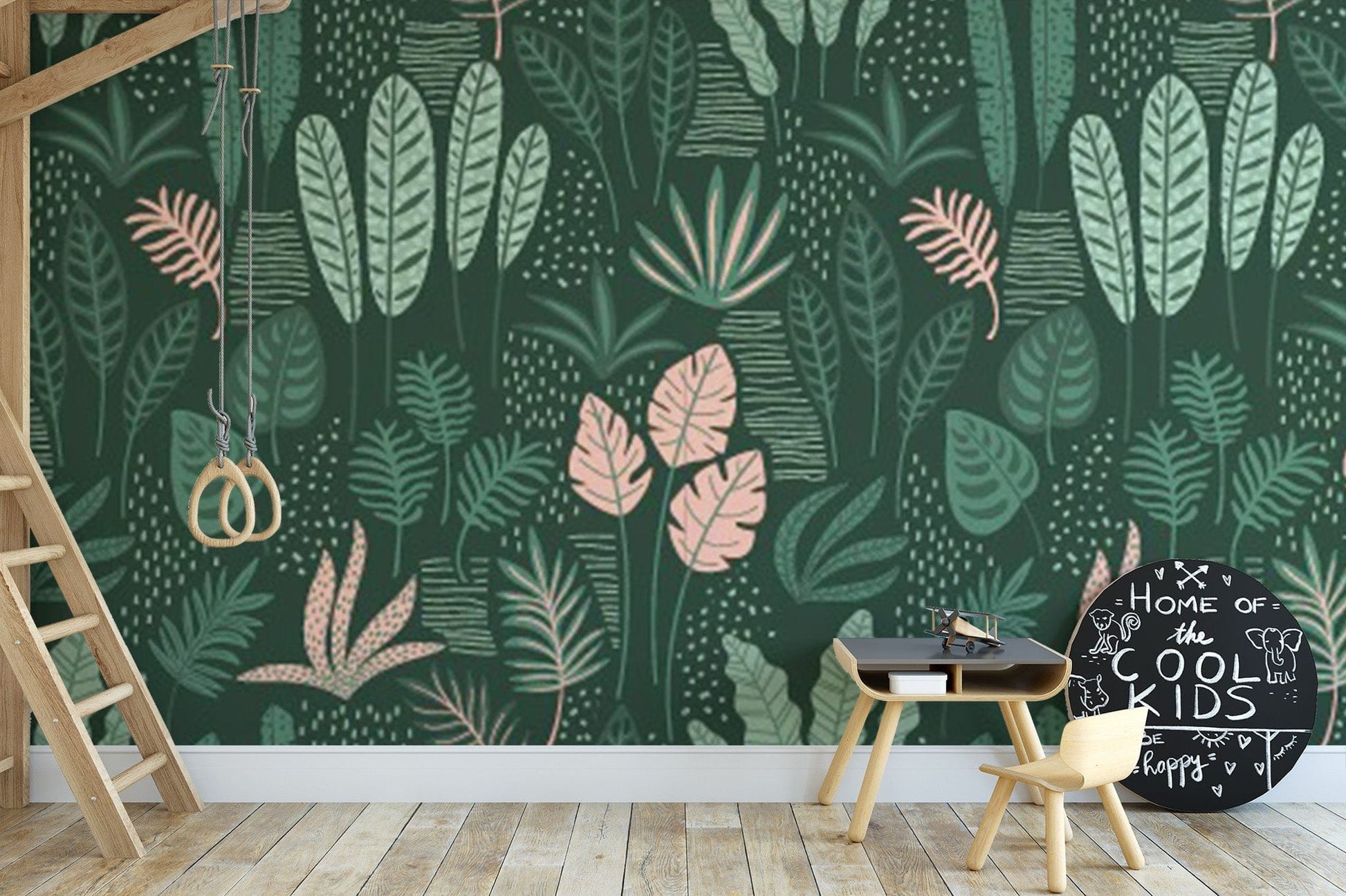 Modern Jade Green Abstract Leaves Wallpaper flowers-20
