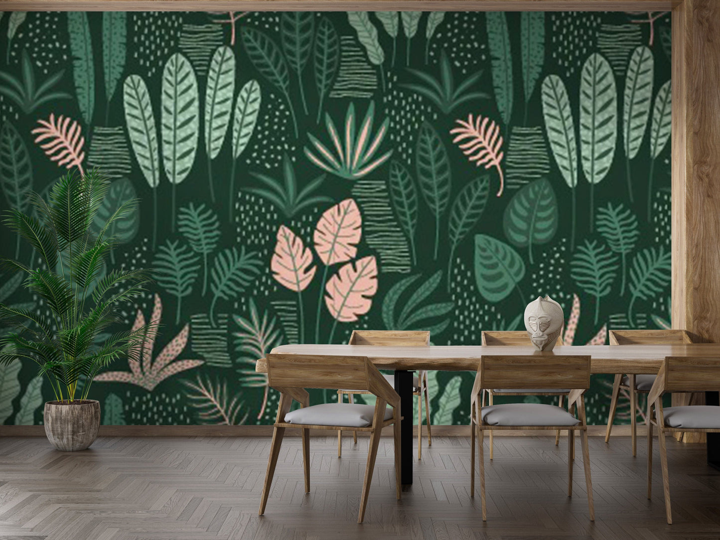 Lush Jade Green Foliage Wall Mural
